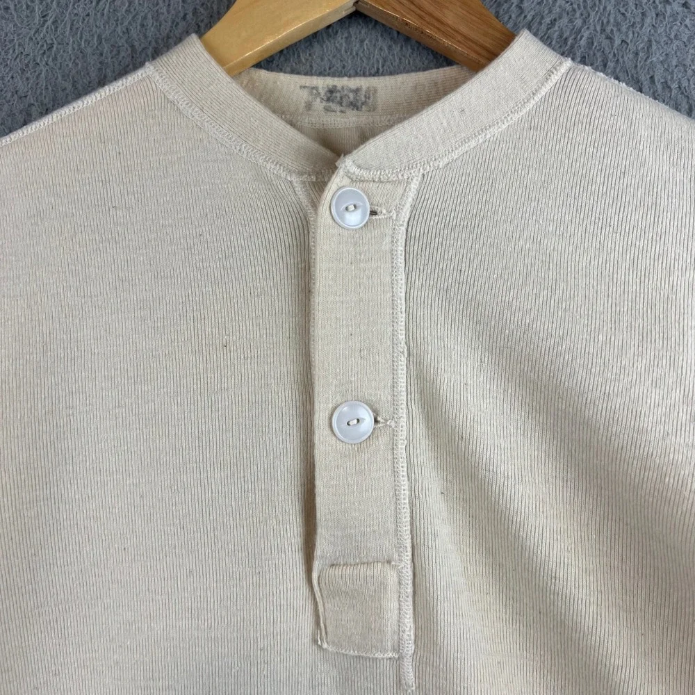 Vintage 1951 US Army M-1950 Winter Undershirt Henley Wool Cotton Cream Small